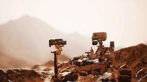 Curiosity Mars Rover exploring the surface of red planet