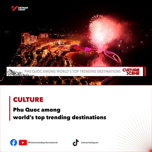 Vietnam’s Phu Quoc Island has been ranked second among the world’s top trending destinations for 2026 by travel platform Skyscanner, following a 184% surge in flight searches compared to last year. With major attractions like the world’s longest cable car, the CNN-praised Kissing Bridge, and the new Sunset Bazaar, Phu Quoc is emerging as a new tourism icon in Southeast Asia, blending tropical beauty with world-class leisure experiences. #VietnamToday #yourwindowonvietnam #vtv #culture #phuquoc #