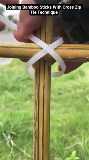 Joining Bamboo Sticks With Cross Zip Tie Technique
