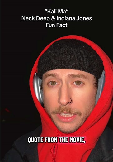 #didyouknow the chorus of the #neckdeep song “Kali Ma” is inspired by Indiana Jones and the Temple of Doom (1984)? The film is even name-dropped in the chorus with the line “Indiana couldn’t save me.” Jeremy McKinnon of #adaytoremember is an uncredited featured vocalist on the track (credited as a writer and producer) and directly quotes the film during his part. #poppunk #funfact