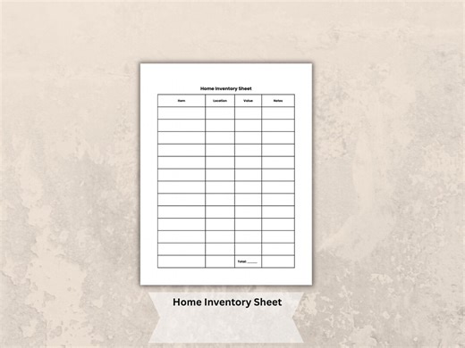 Home Inventory Sheet Printable, Household Property Tracker, Home Binder Organizer, Room by Room Inventory List, Insurance Records PDF - Etsy
