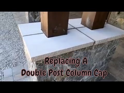 Stone masonry column cap remove and replace weather damage
