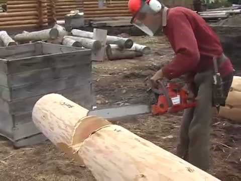 Corner Notch -- Cutting and Brushing -- For Log Cabin Construction