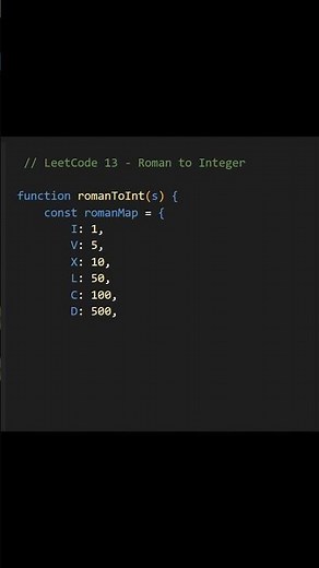 Solve LeetCode 13 Roman to Integer #shorts #coding #javascript