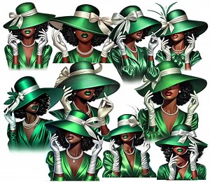 10 PNG Women Wearing Green and White Hats | Sorority Sisters PNG | Black Girl Clipart Bundle | Sorority Women PNG | Black Women Clipart 1929 - Etsy