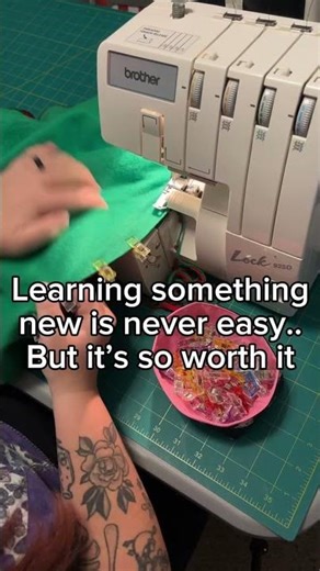 I finally taught myself how to use my serger and I LOVE it now! #learnnewthings #sewingtips