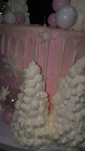 Pink Snowflake Cake for Winter Magic