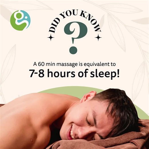 Did you know? A 60min massage is as good as sleeping for 7 hours for...
