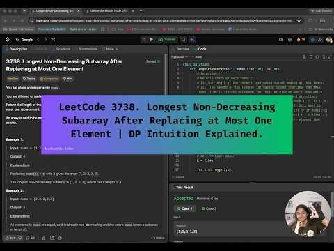 LeetCode 3738. Longest Non-Decreasing Subarray After Replacing at Most One Element.