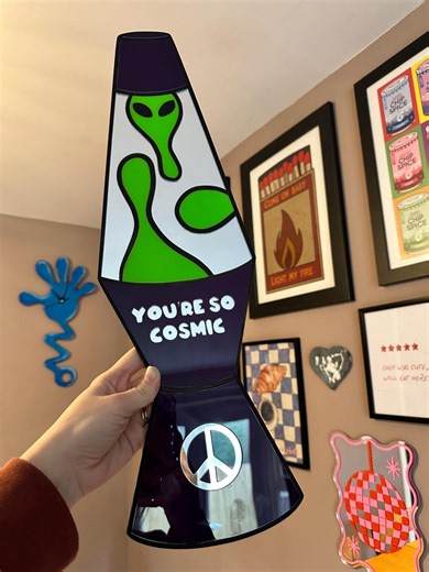 Alien Lava Lamp Mirror Wall Art | Y2K Cosmic Decor | Retro Mirror Wall Hanging | Acrylic & Wood Wall Art | You’re so Cosmic - Etsy
