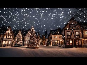 Magical Christmas Snowy Village at Night with Music| 4K