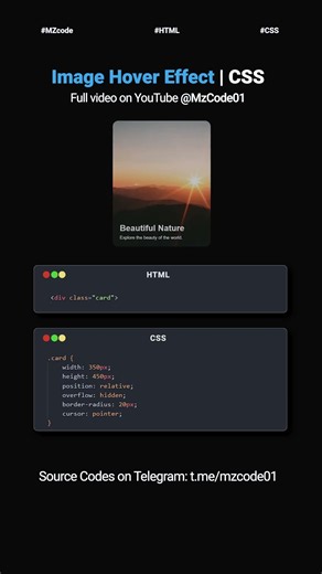 Image Card with 3 Hover Effects | HTML CSS 🎨 #cssprojects