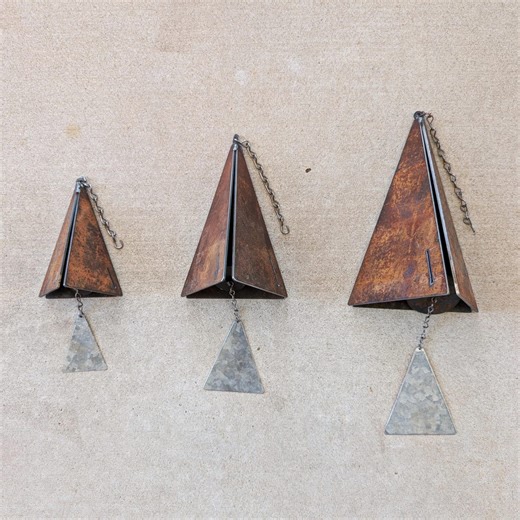 Rustic Steel Pyramid Wind Chimes - Set of 3 - Etsy