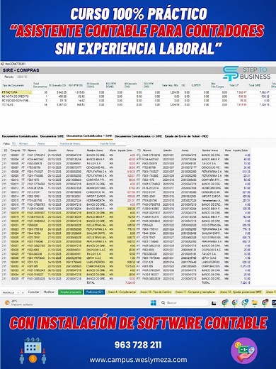 🚀 En este curso instalaremos en tu ordenador el Software EJB Contable para que aprendas de forma práctica y real cómo se trabaja en las empresas 📊 🗓 Curso en vivo vía Zoom 👨‍🏫 Dictado por el CPC. MG. Wesly Meza 💻 Instalación del Software previo al inicio del curso (licencia x 3 meses) 🎥 Acceso de por vida a las grabaciones del curso 📜 Certificado emitido por STEP TO BUSINESS 📲 963 728 211 Escríbenos al WhatsApp: https://wa.link/1c7hj7 Al llevar este curso, obtendrás una ventaja competit