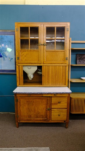 Ballard Consignment on Instagram: "Step back in time with this Antique Hoosier Cabinet with Flour Bins. A true classic that’s as functional as it is charming, perfect for storage, a baking station, or even a coffee bar. $450.00 SKU: 6BL9UD 📍 Available now at our Broadview location (The Furniture Guy) How would you use it in your home? #TheFurnitureGuy #BroadviewConsignment #BallardConsignment #VintageFurniture #AntiqueCabinet #HomeDecorGoals #UniqueFinds #seattlestyle"