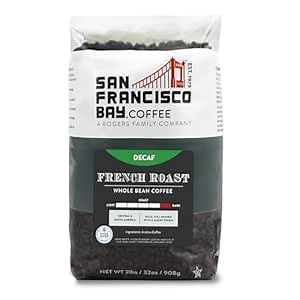 San Francisco Bay Coffee - Decaf Dark Roast Whole Bean Coffee - Decaf French Roast (2 lb bag) - Swiss Water Processed