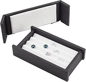 PH PandaHall Gems Storage Container 4 Slot Diamond Display Boxes Gemstone Jewelry Box Show Case Storage Box Holder with Lids and Velvet for Gems Coins Jewelry Displaying and Gift Packing