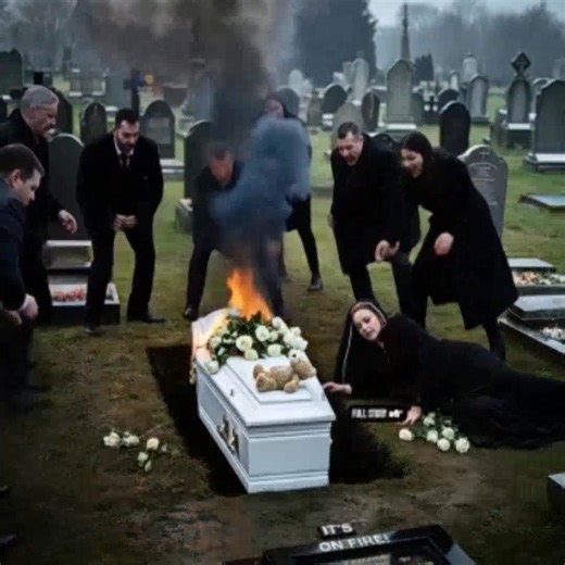 The Coffin That Caught Fire at an 8-Year-Old's Funeral – What Happened Next Left Everyone Frozen in Fear 😱 A haunting stillness settled over the cemetery, as though even the wind dared not stir. Under a heavy, gray sky, the small gathering of mourners stood in quiet grief. No cameras, no crowd—just family and pain. The little girl had passed suddenly in the night. The doctors called it a hidden heart defect, but her parents had never seen any warning signs. Her tiny coffin, gently adorned with 