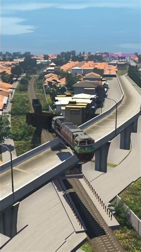 Kereta Terbang Menghindari Jembatan Layang #trainzlover #railway #railfan