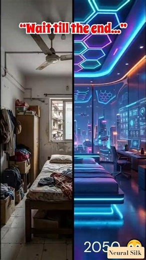 This Small Indian Bedroom In 2050😳#smarthome #interiordesignindia #roomtour #minimalism #ai #shorts