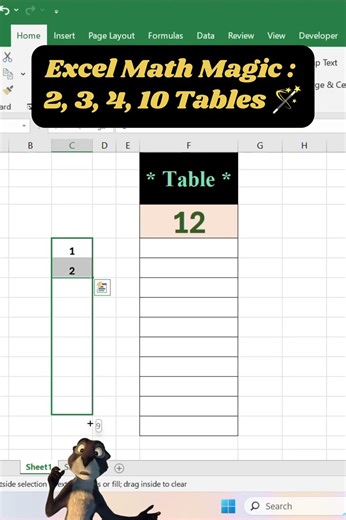 Excel Math Magic: 2, 3, 4, 10 Tables 🪄