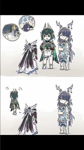 Nefer Scolds Columbina. 💝🥺 | Genshin Impact Chibi. #genshinimpact #chibi #velvetpanels