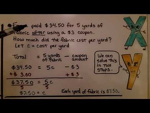 7th Grade Math 6.3b, Writing Two-Step Equations, Algebra