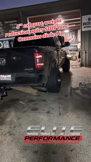 Full combo for this Cummins — Weight reduction, 5” exhaust, and SOTF tune. Stronger throttle, better sound, no lag Cameron Rodriguez #eliteperformanceandservices #dieselperformance #wideopen #300hp #cummins # | Elite Performance & Services
