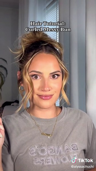 High Curly Bun Tutorial for Long Hair | Messy Bun Hairstyles