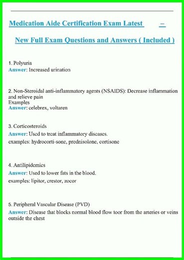 Medication Aide Certification Exam Latest New Full Exam Questions and Answers Included new video