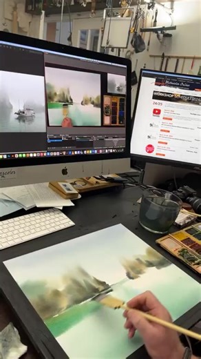 Livestream on YouTube channel WatercolorOnline with Michael Solovyev: Lanscape: Hanoi $ Binh Minh. DANIEL SMITH: Artists' Materials #watercolorpractice #watercolorprocess #watercolorpainting #watercolorartist #landscapepainter | Michael Solovyev Studio