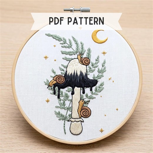 Gothic Mushrooms Hand Embroidery Pattern PDF Download Embroidery Hoop Art - Etsy