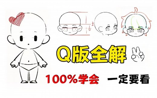 【Q版人物绘画教程】十秒钟就能看懂的qq人和Q版头像画法！伪厚涂果冻感，包教包会