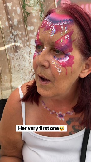 30K views · 459 reactions | Everyone should get their first face painting sometime 凉 I know it’s silly but “YOLO” is for real, you only live once. May as well get the face painting and live fully﫶 #facepainter #firsttime #reaction #yolo #butterflymakeup | Squishy Doodle Face Painting | Facebook