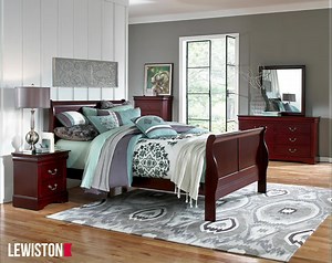 We love when a striking bedroom comes with color options. Which would you choose? Grey or cherry? | Badcock Home Furniture &more