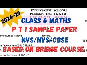CLASS 6 MATHS PT 1 / 2024-25 SAMPLE PAPER / KV / CBSE/ KENDRYA VIDYALAYA P T 1 2024