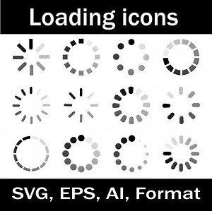 Loading Icons Vector Pack: Spinner Circle Symbols (SVG, EPS, AI Files) - Etsy UK
