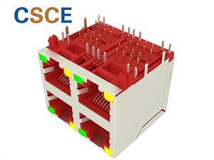 [Hot Item] Short Body 2X2 Ports RJ45 PCB Connector with LED