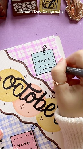 27K views · 337 reactions | DIY October Cover Page - Perfect for Your Journal #nhuandaocalligraphy #frontpage | Nhuan Dao Calligraphy | Facebook