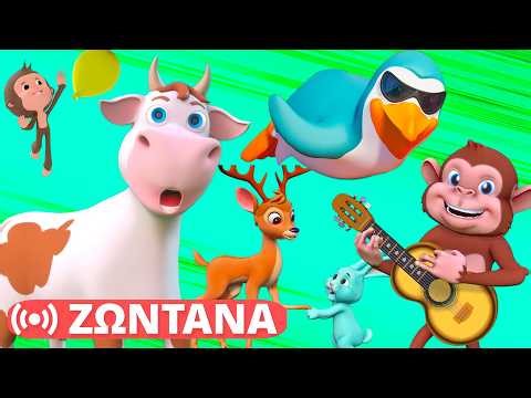 🦁 Τα καλύτερα τραγούδια με ζώα 🐶 Διασκεδαστική μάθηση για παιδιά | Ζώα φάρμας & ζούγκλας | HeyKids
