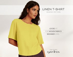 Linen Top Pattern, Women's Top Sewing Pattern for Woven Fabrics, Relaxed Fit Tunic Pattern for Women, Plus Size T-shirt PDF Sewing Pattern - Etsy