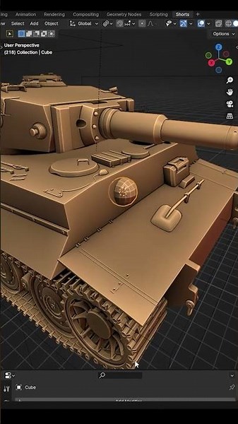 Tiger Tank Modeling in Blender #shorts #blender #tutorial