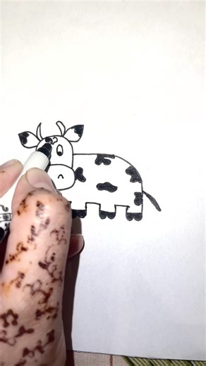 🐄 Easy Cow Drawing & Coloring | Cute Farm Animal for Kids Shorts