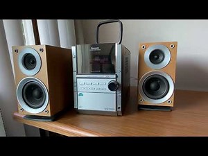 Panasonic Mini HiFi AM/FM Stereo 5 CD Tape SA-PM16 No Remote+ Demo Video Tested