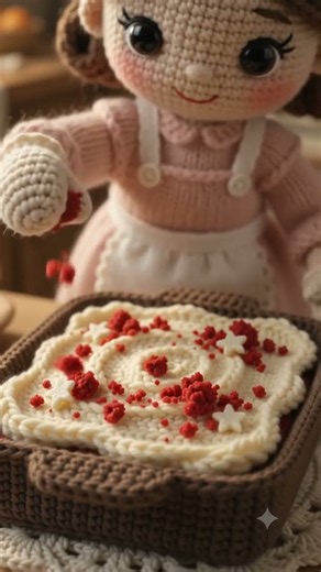 Crochet Cooking: Velvet Layers Bake 🧶✨ (Aesthetic Stop-Motion)