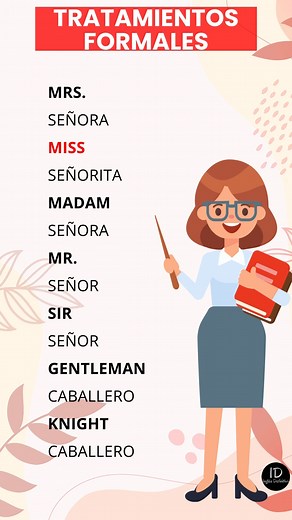 Tratamientos o Títulos Formales en inglés #inglesfacil #inglesdefinitivo #ingles #adjectives #English #nouns #prepositions #conjuntions #verbs #irregularverbs #regularverbs #adverbs | Inglés Definitivo