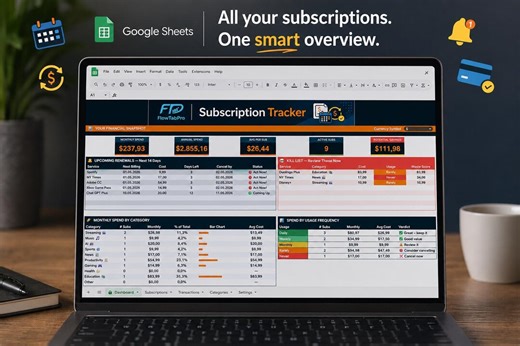 Subscription Tracker Google Sheets - Digital Download - Etsy