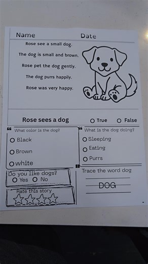Dog Worksheet for Kids Learning to Read - Etsy