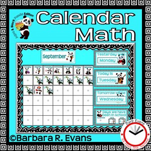 CALENDAR MATH Year Long Activities Aqua Panda Theme Classroom Decor