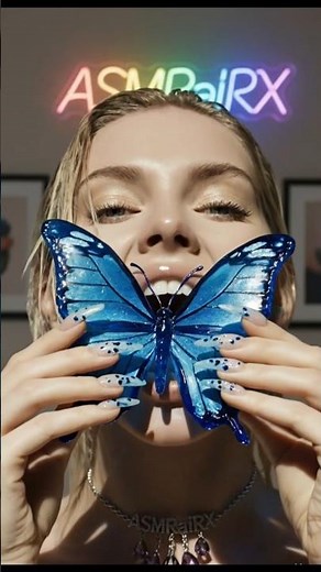 EATING A BUTTERFLY?! 🦋🥰 Crystal Blue Morpho ASMR (Glass Wings) #Shorts